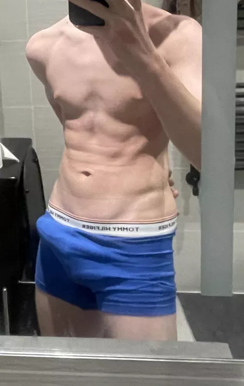 Stretching these new underwear out for the first time.