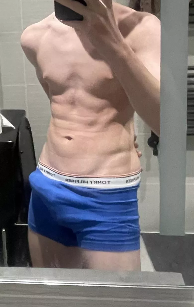 Stretching these new underwear out for the first time.