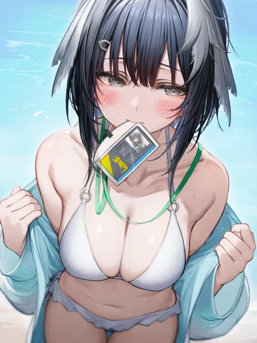 La Pluma showing her id card