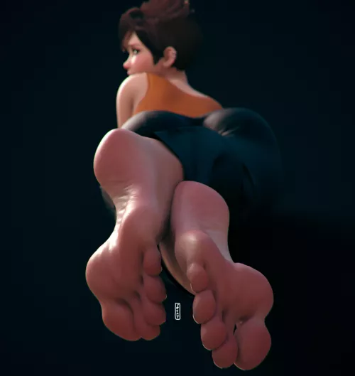 Tracer caught you 🥵, Do you guys prefer them big or small feet? (fcat) [Overwatch]