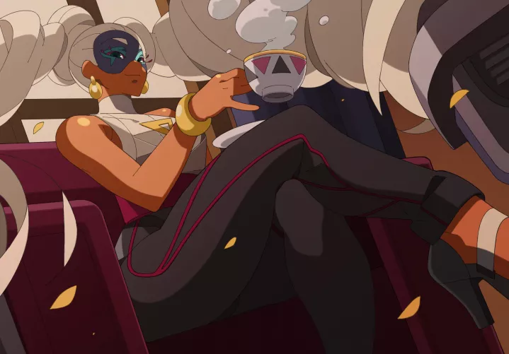 Twintelle having a cup of tea