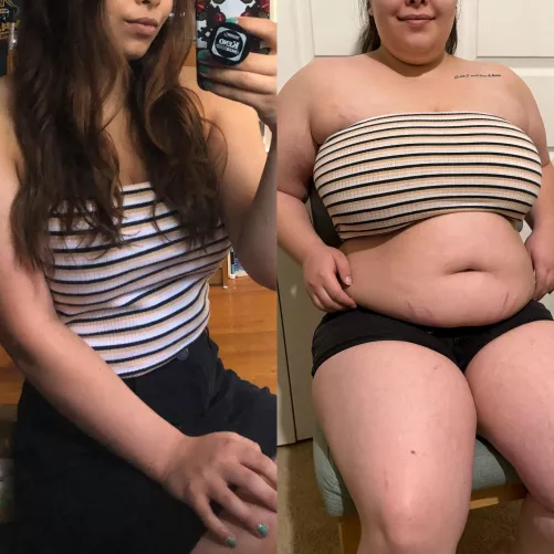 Same top, a few years later. 😳😳😳😳 (Follow me on Curvage for more: Sydney Snacks 💕)