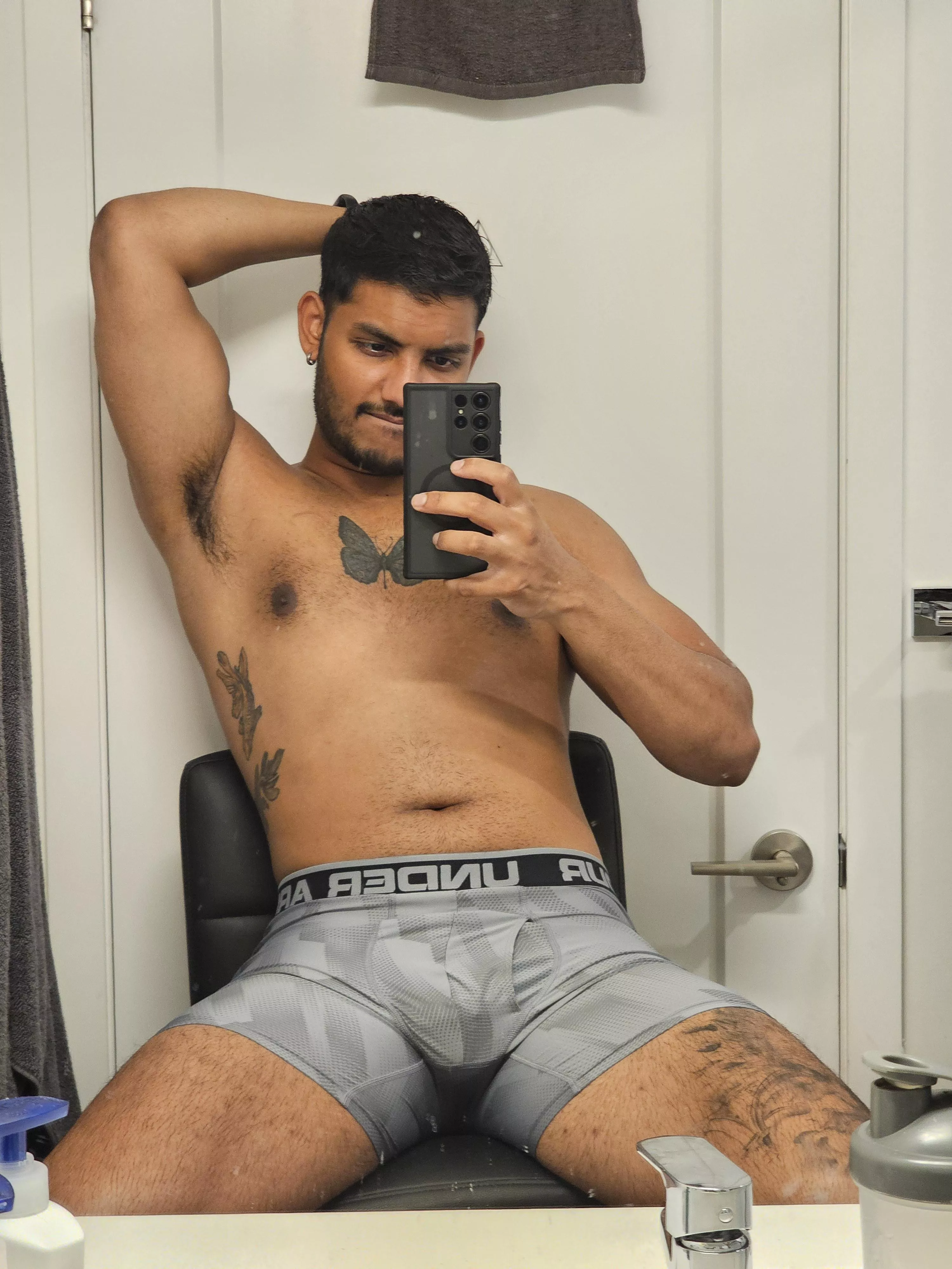 Grey UA boxer briefs