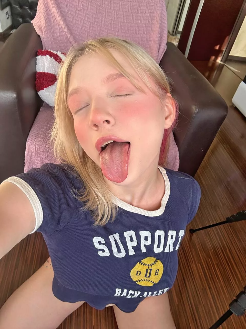 Tongue out, ready for your cum