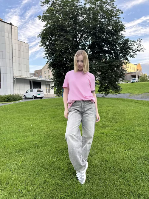 I love the combination of denim and pink