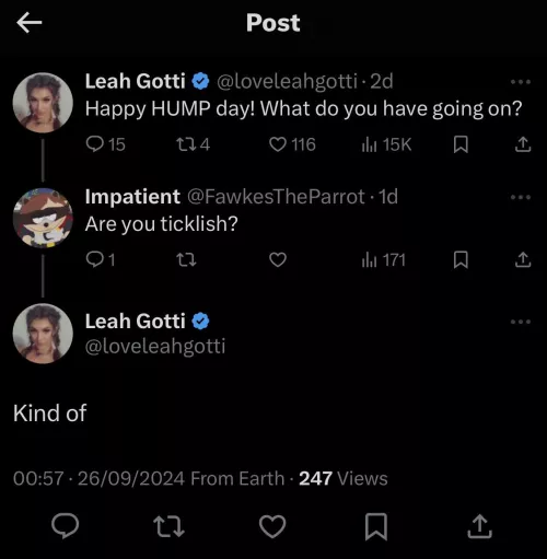 Nice to know that she’s at least sorta ticklish 🤣