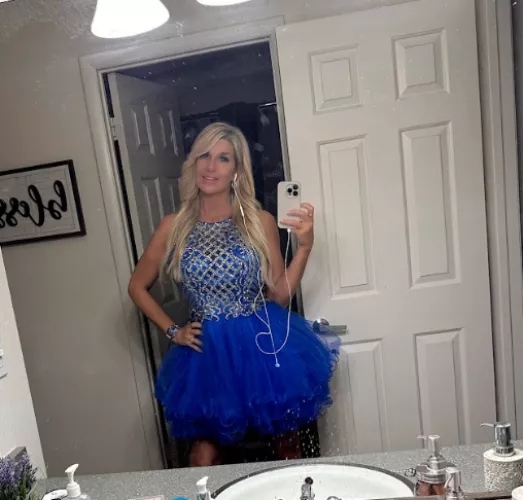 Blond wearing blue, love it? 