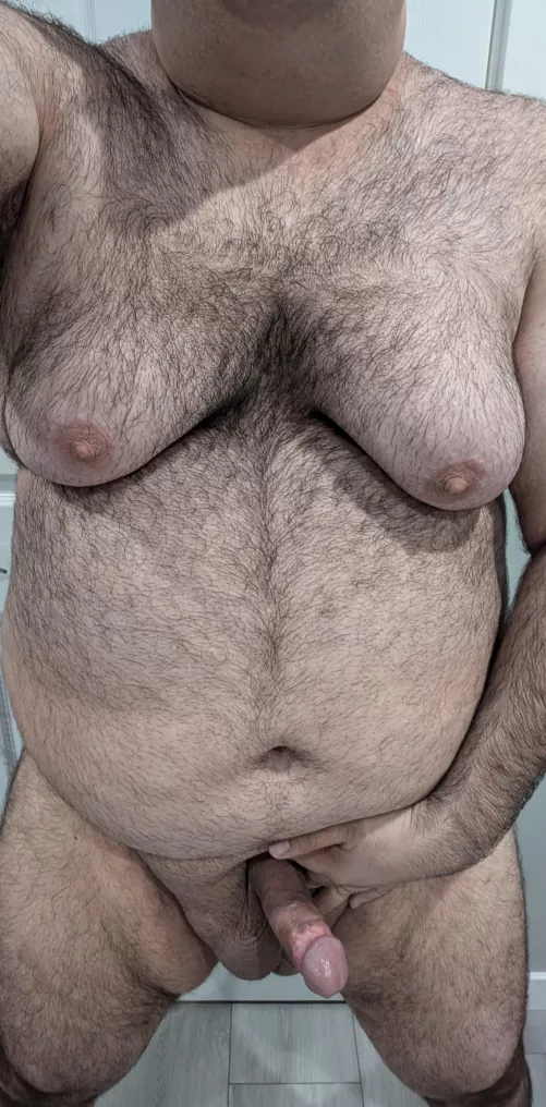 Just out of the shower 