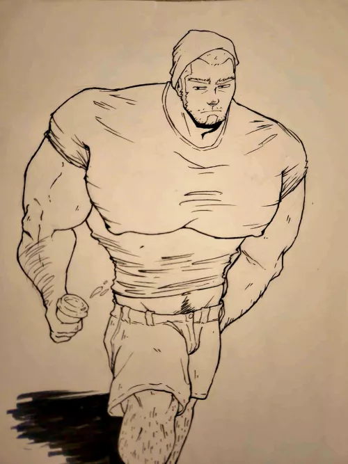 Muscled Hunk on a Coffee Run [OC by me]