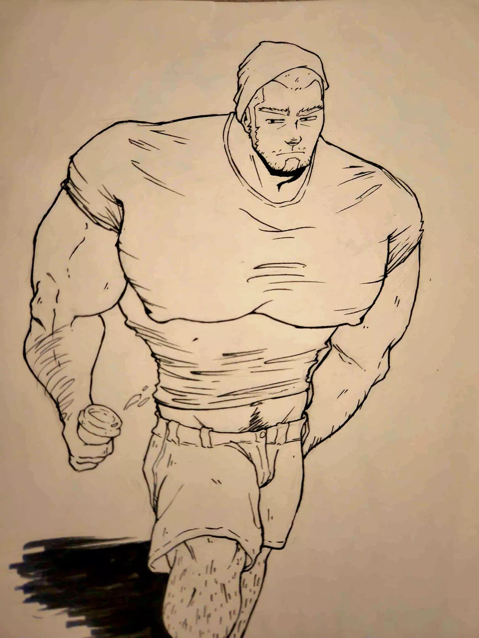 Muscled Hunk on a Coffee Run [OC by me]