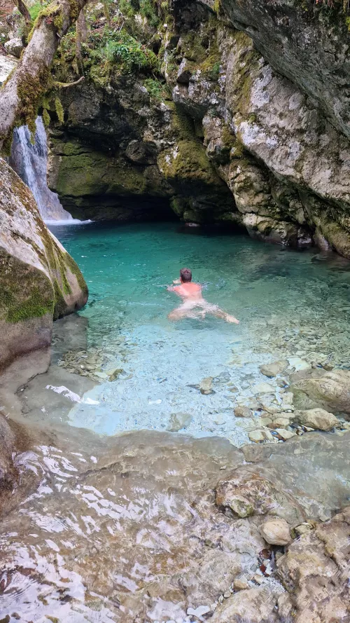 Natural waterfall swiming 