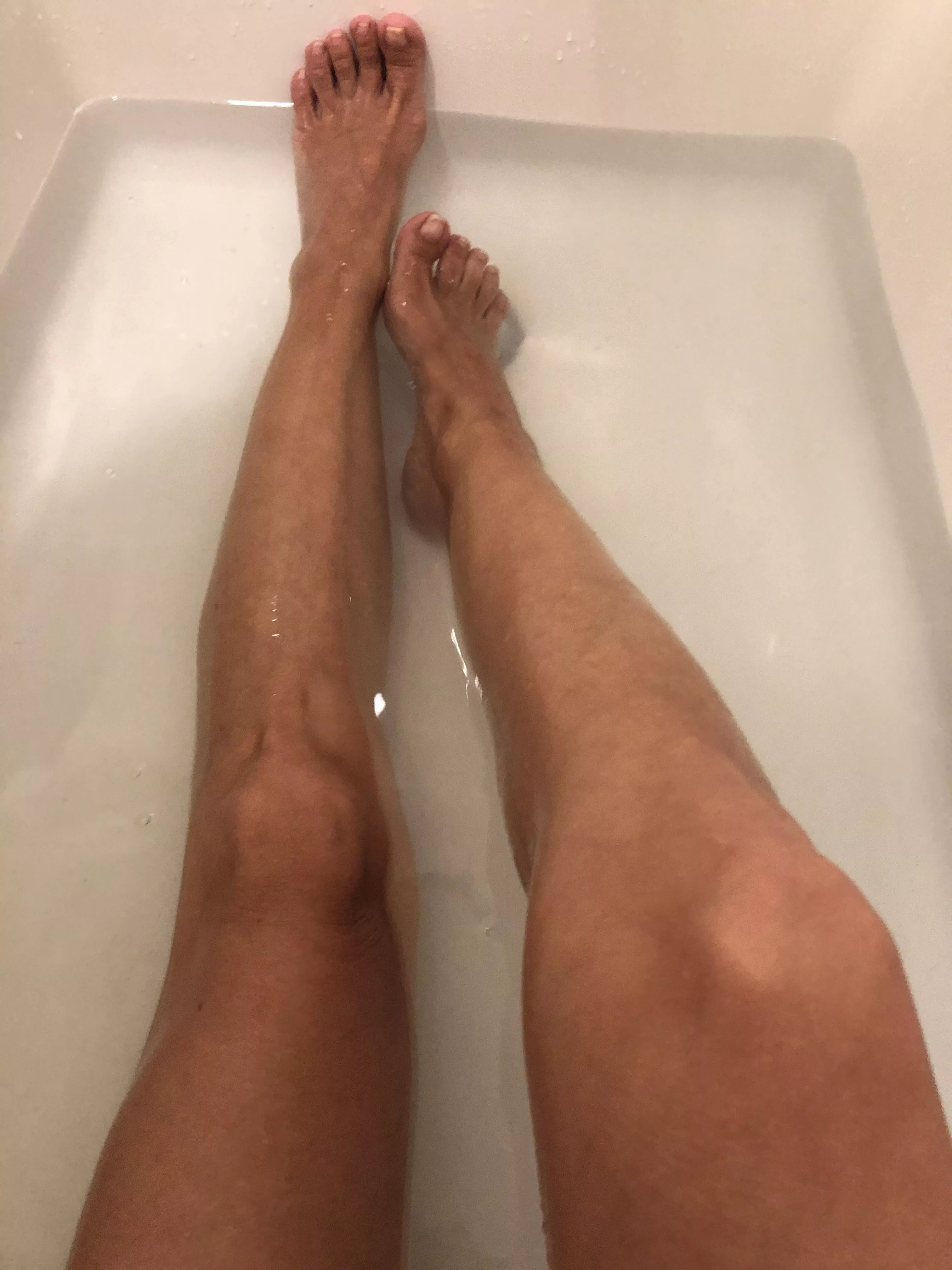 My feet enjoy a hot bath