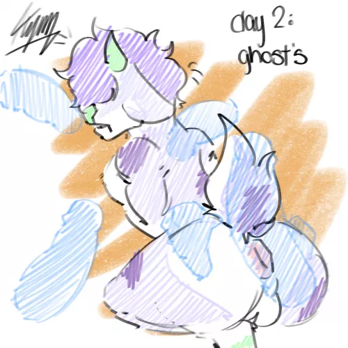 Day 2 of kinktober :3 some one looks hungry for some ghosts ;3 (art by me)