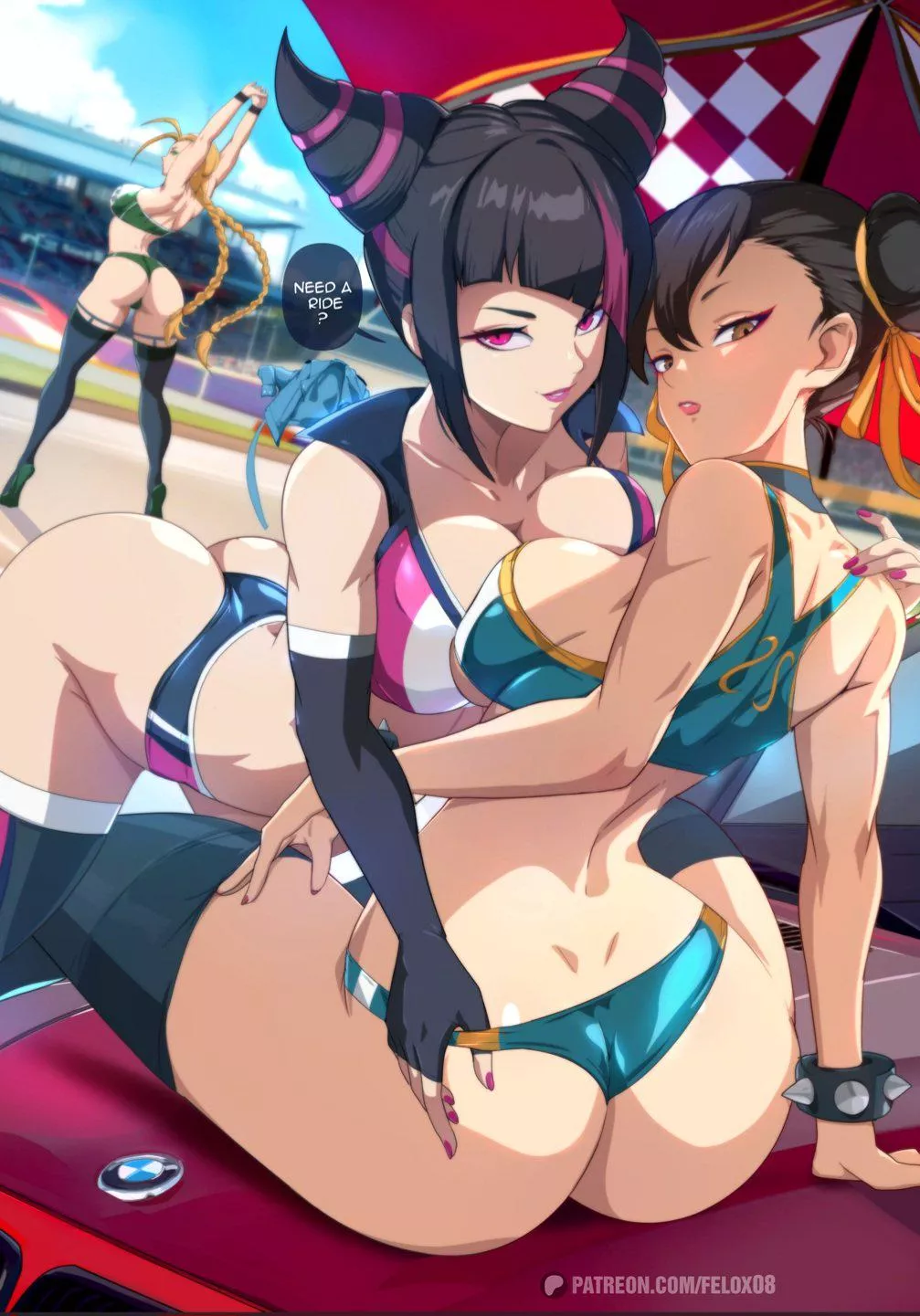 Race Queens Juri, Cammy and Chun-Li (felox08) [Street Fighter]