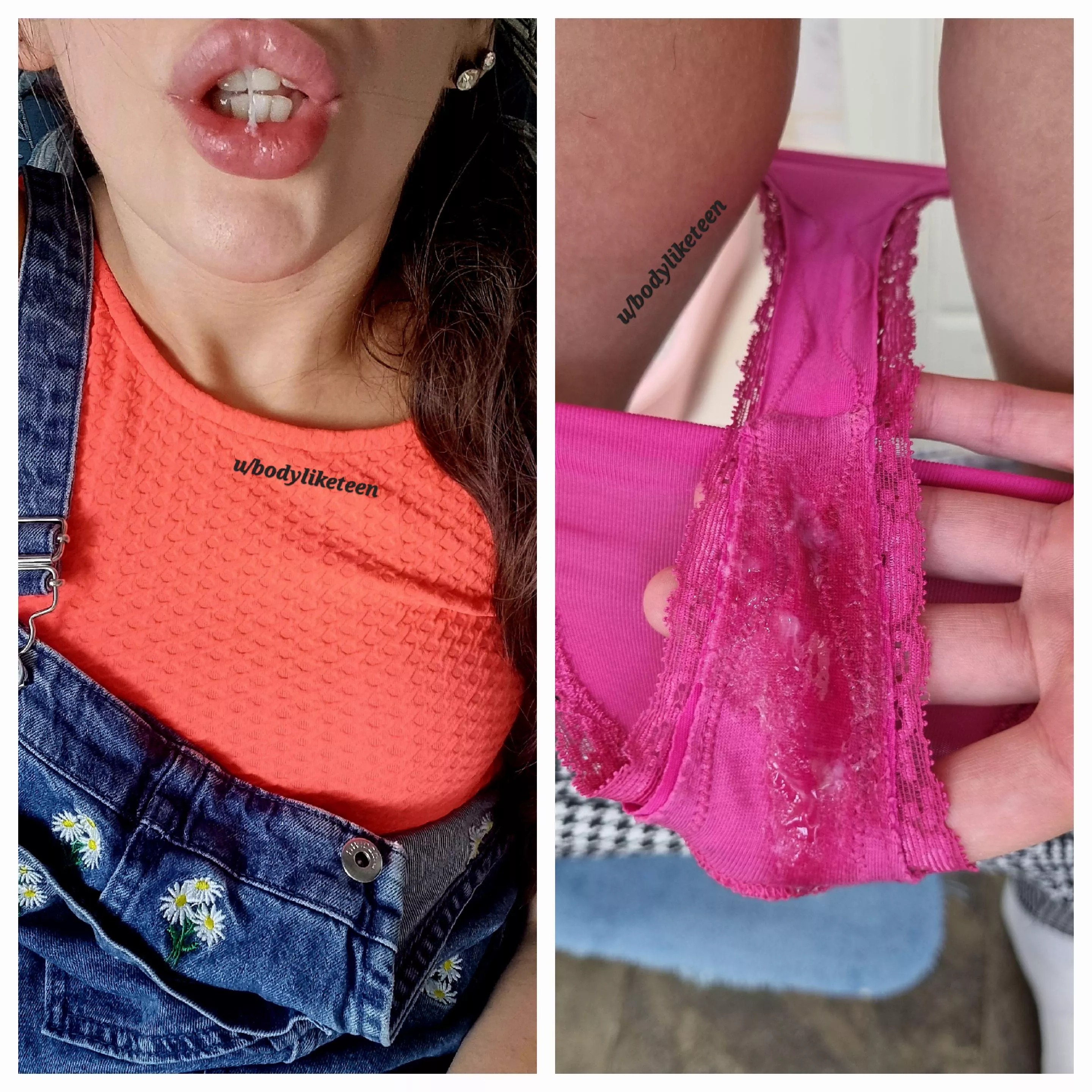 Sticky grool on my mouth and in my pamties. Does it turn you on:) 