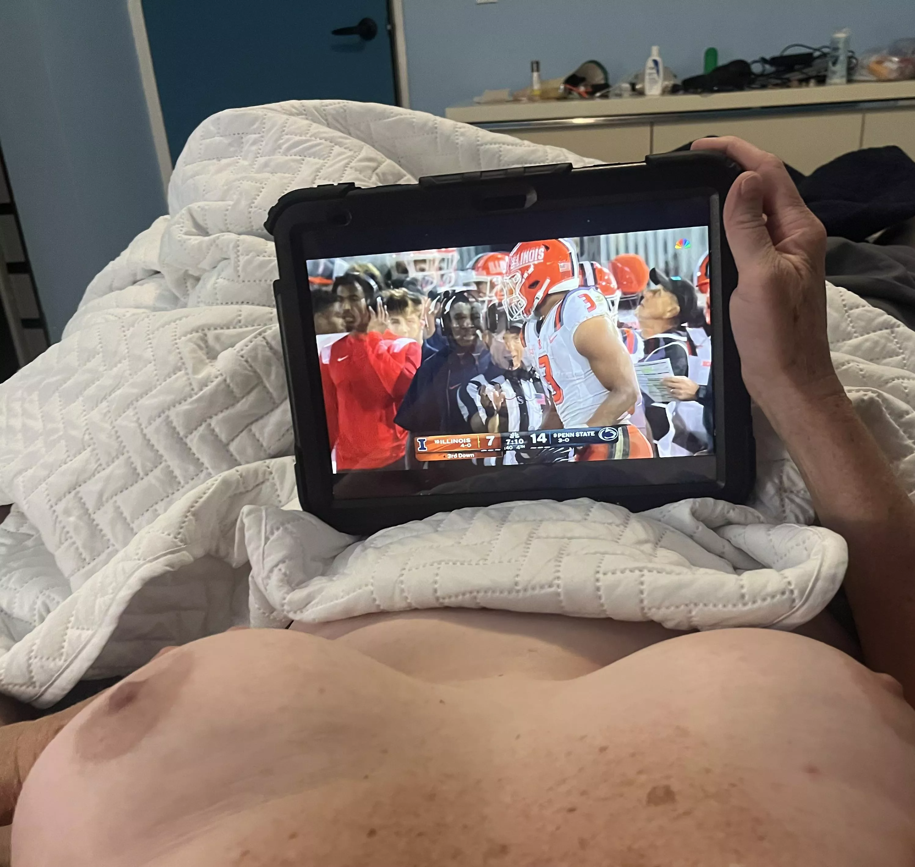 Anyone want to watch some football in bed?
