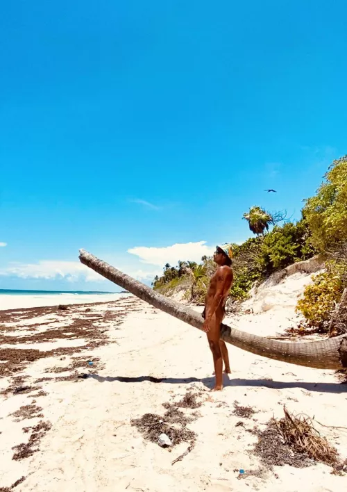 Being silly at the beach