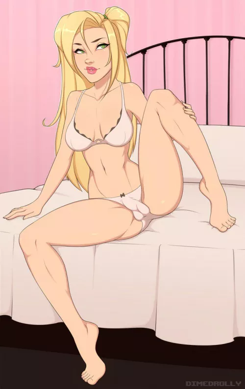 Blonde OC in white lingerie (Dimedrolly)