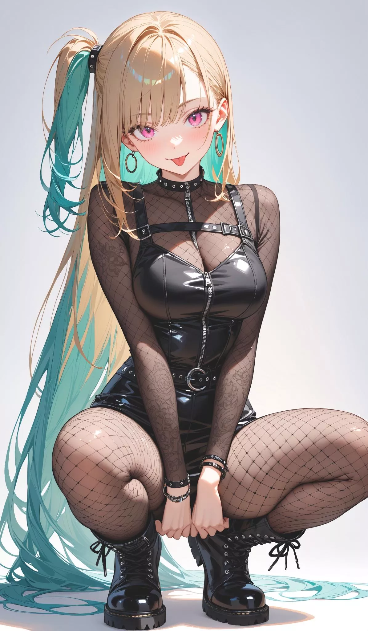 Leather & Body Stocking Outfit 