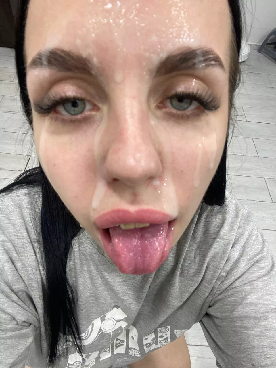 In  mouth or on  face