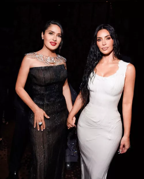 Kim with Salma Hayek