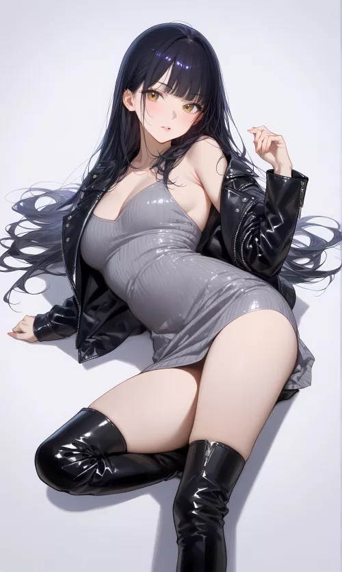 Leather Jacket & Thigh Boots 