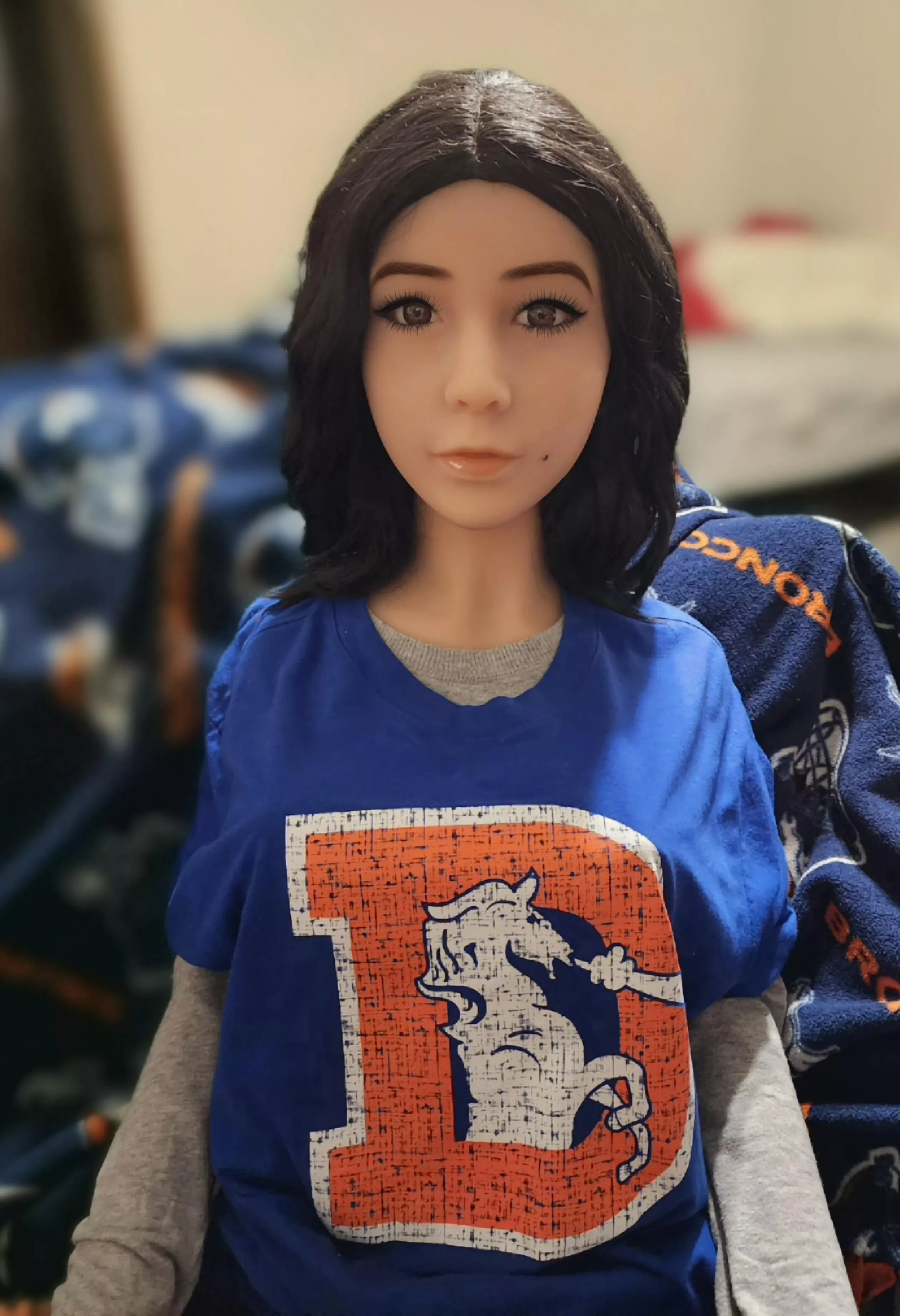 Winning Sundays are cuddling on the couch watching the Denver Broncos win in throwback unis 🥳