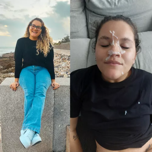 cute smile face vs cumslut mode