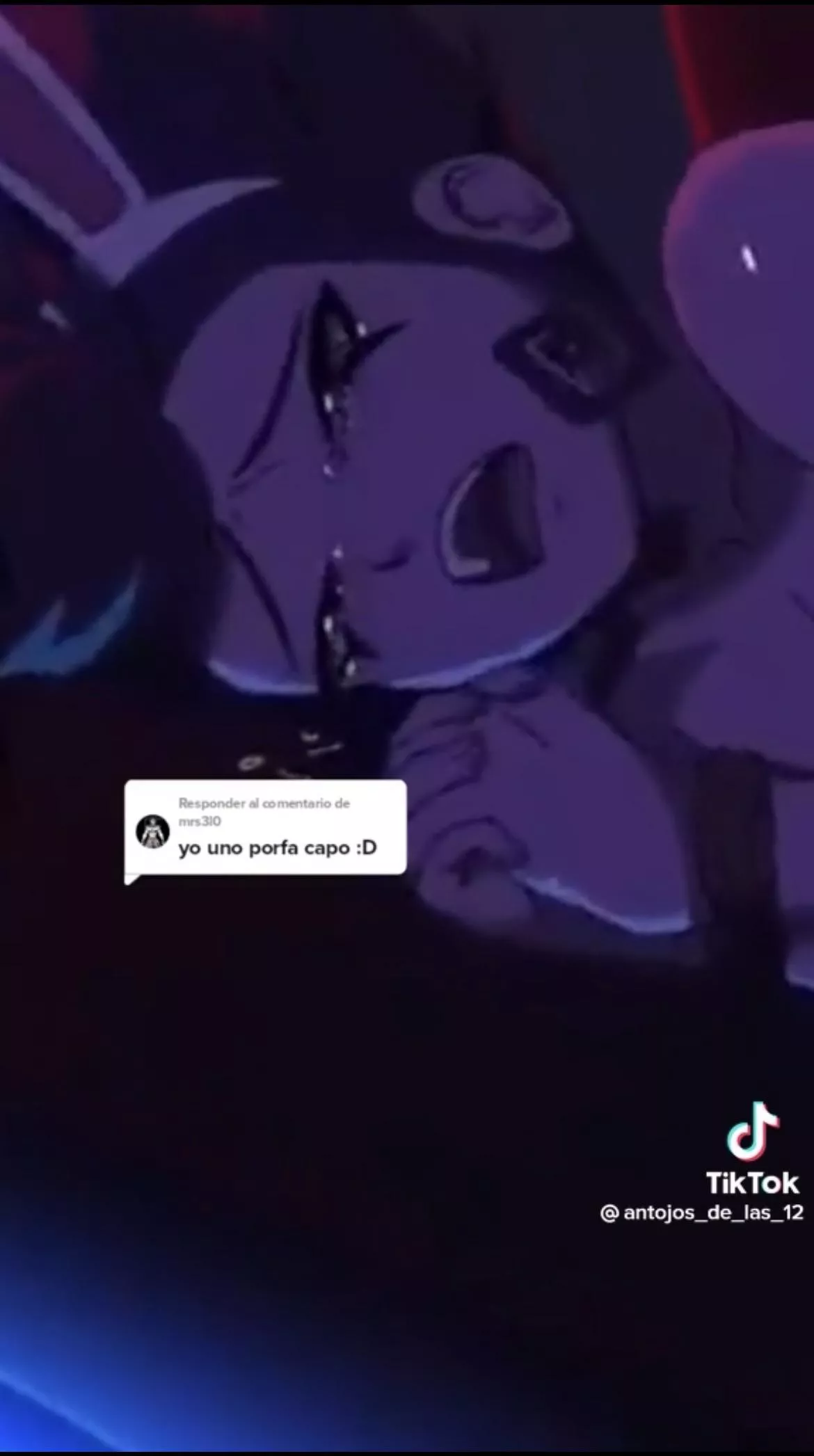 LF Color Source: 1girl, bunny ears headband, brown hair, fair skin, crying, open mouth, tied up, little nose, makeup, thin eyebrows, strange hairstyle, semi-long hair, ear over hair, shoulder, thin neck, “Responder al comentario de mrs 310. yo uno porf