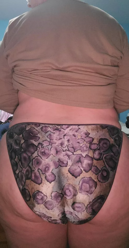 Mature Thickness Purple Floral Fullback Satin String Panties