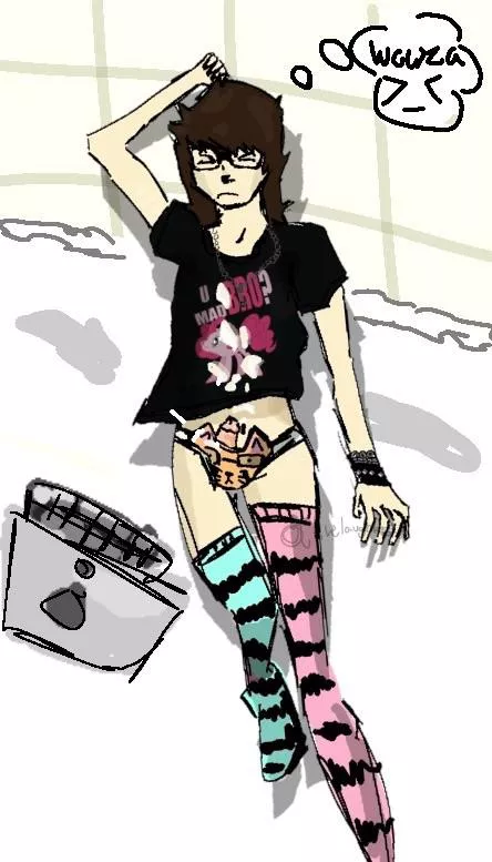 me as soon as i get home >_<  (my art)