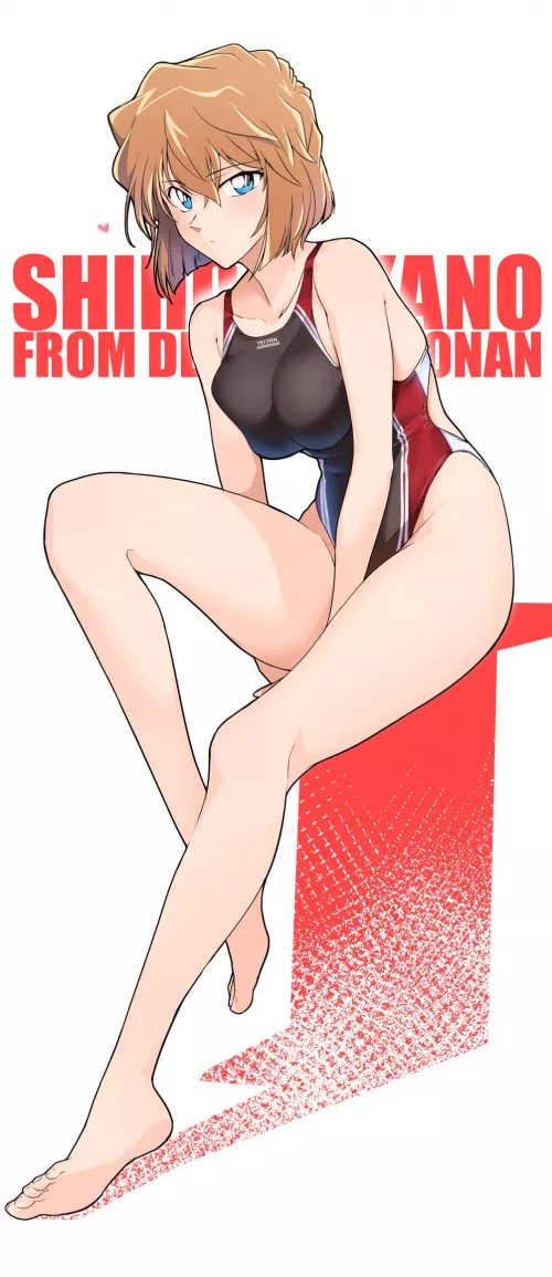 Miyano Shiho in two-tone black competition swimsuit [Detective Conan] (halcon)