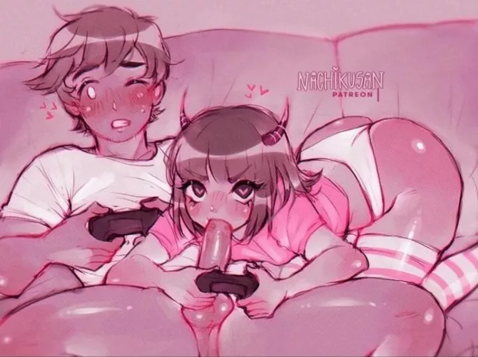 My puppy always gives me bj when she is losing a game