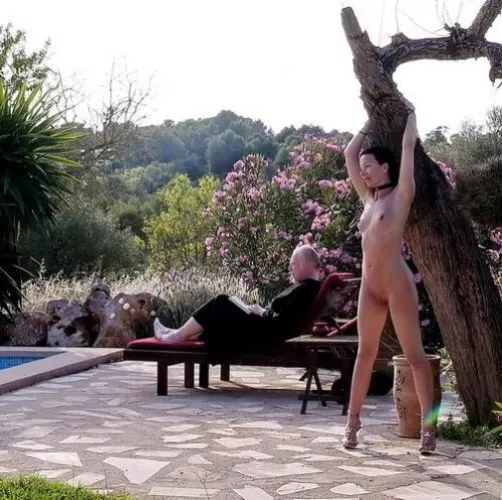 relaxing by the pool