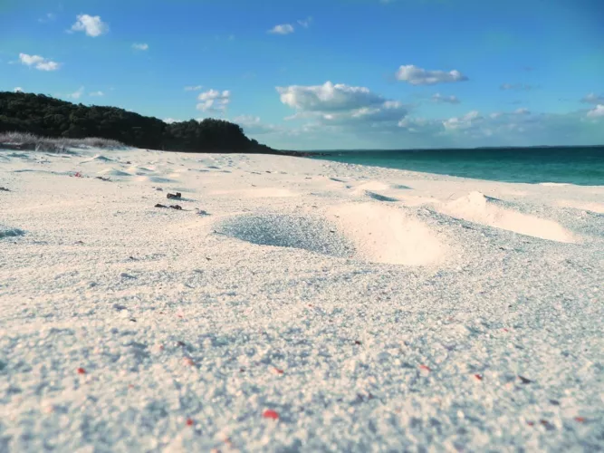 Snow-white beach of the Black Sea