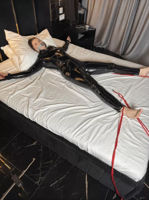 Tied to bed very strictly