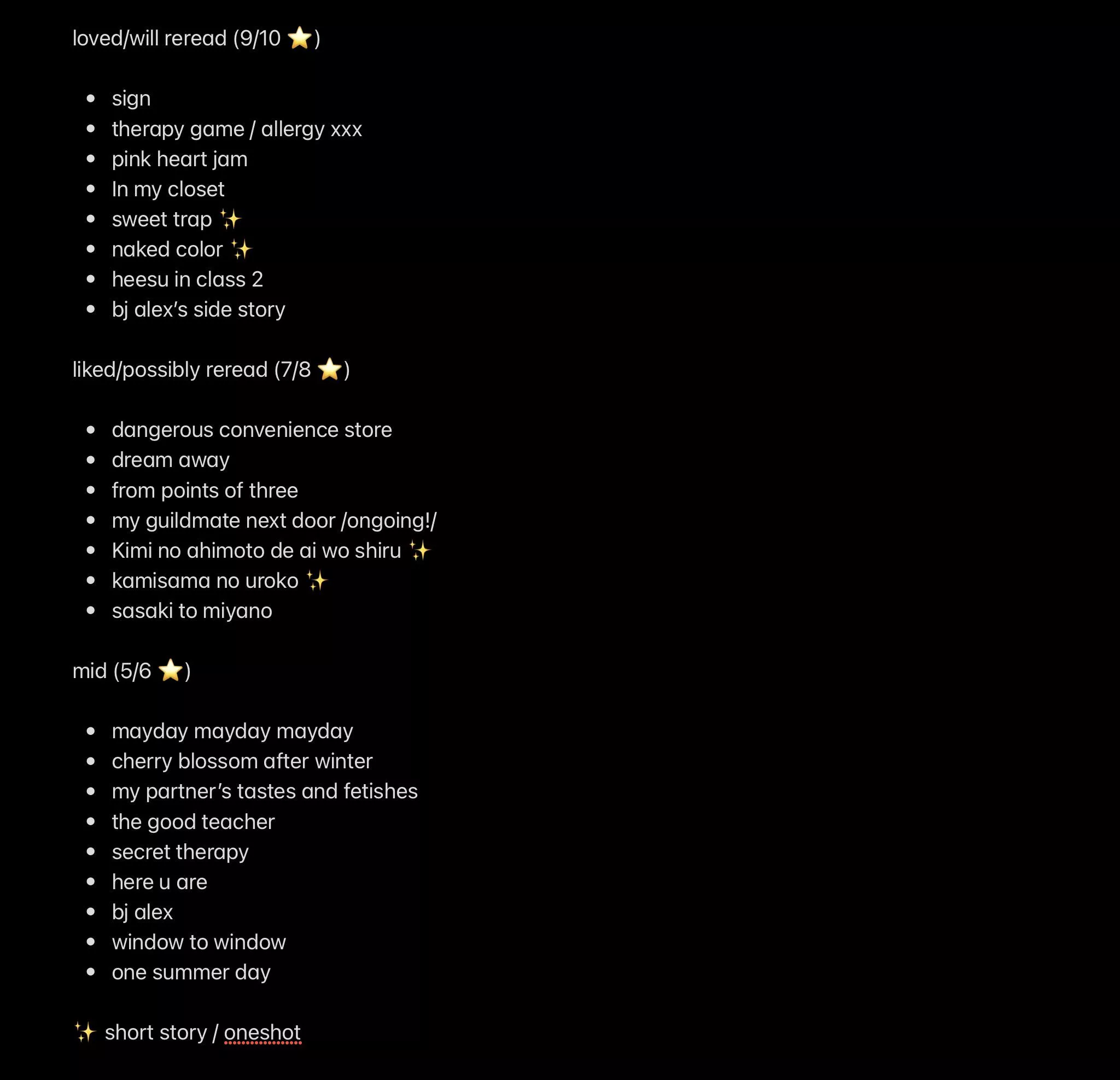 Looking for recs based off my favs