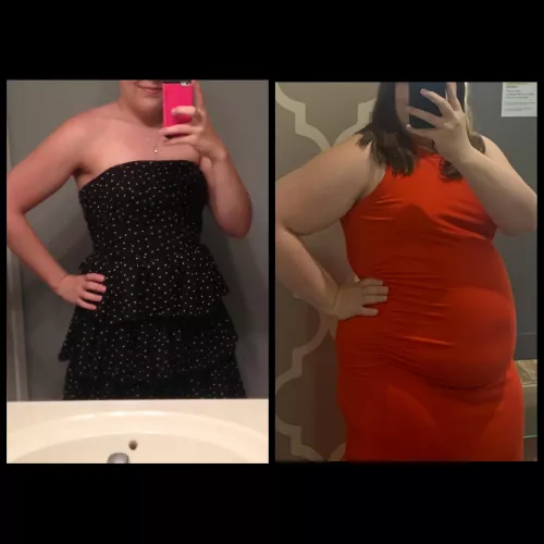 Dresses fit a little different now than 90 pounds ago 😏