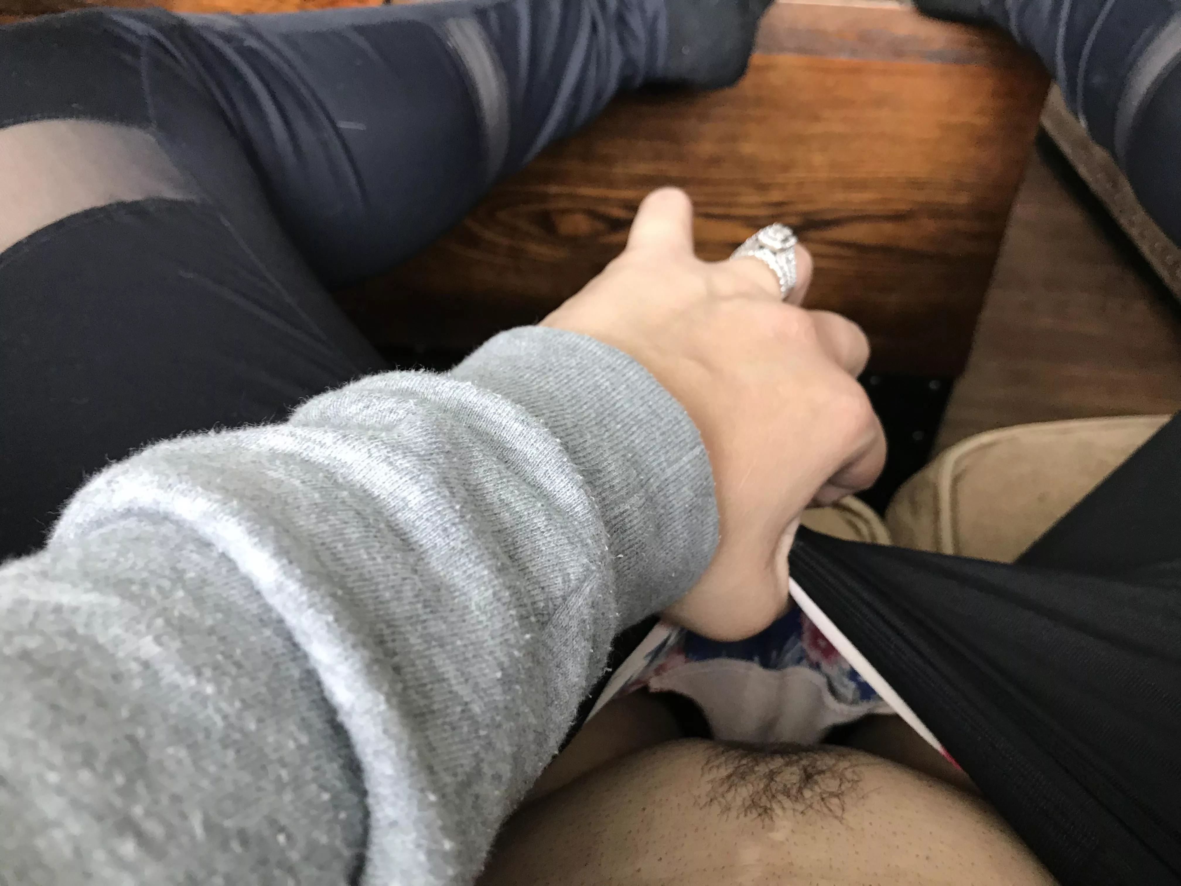 Loves showing off that ring 