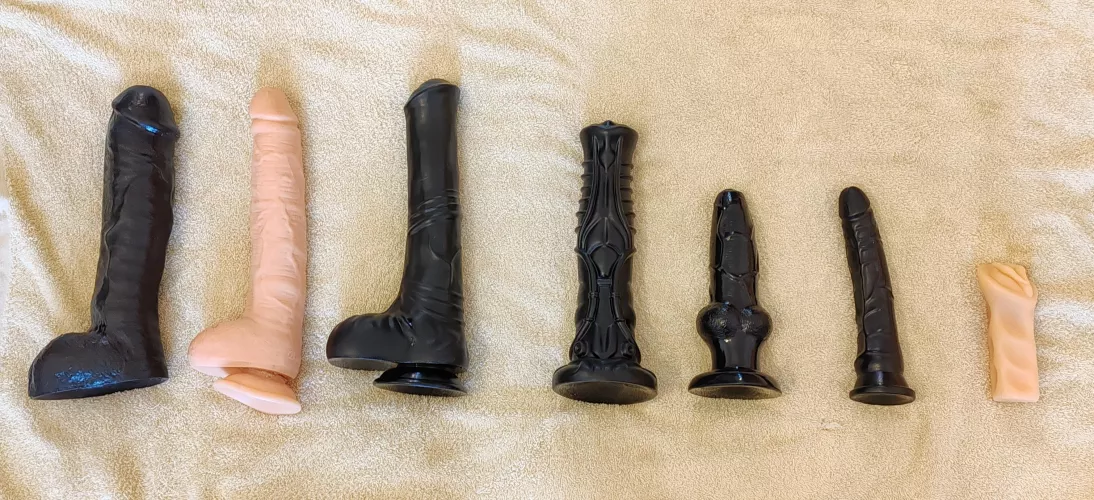My current Dildo collection! Which one would you like to see in my ass?