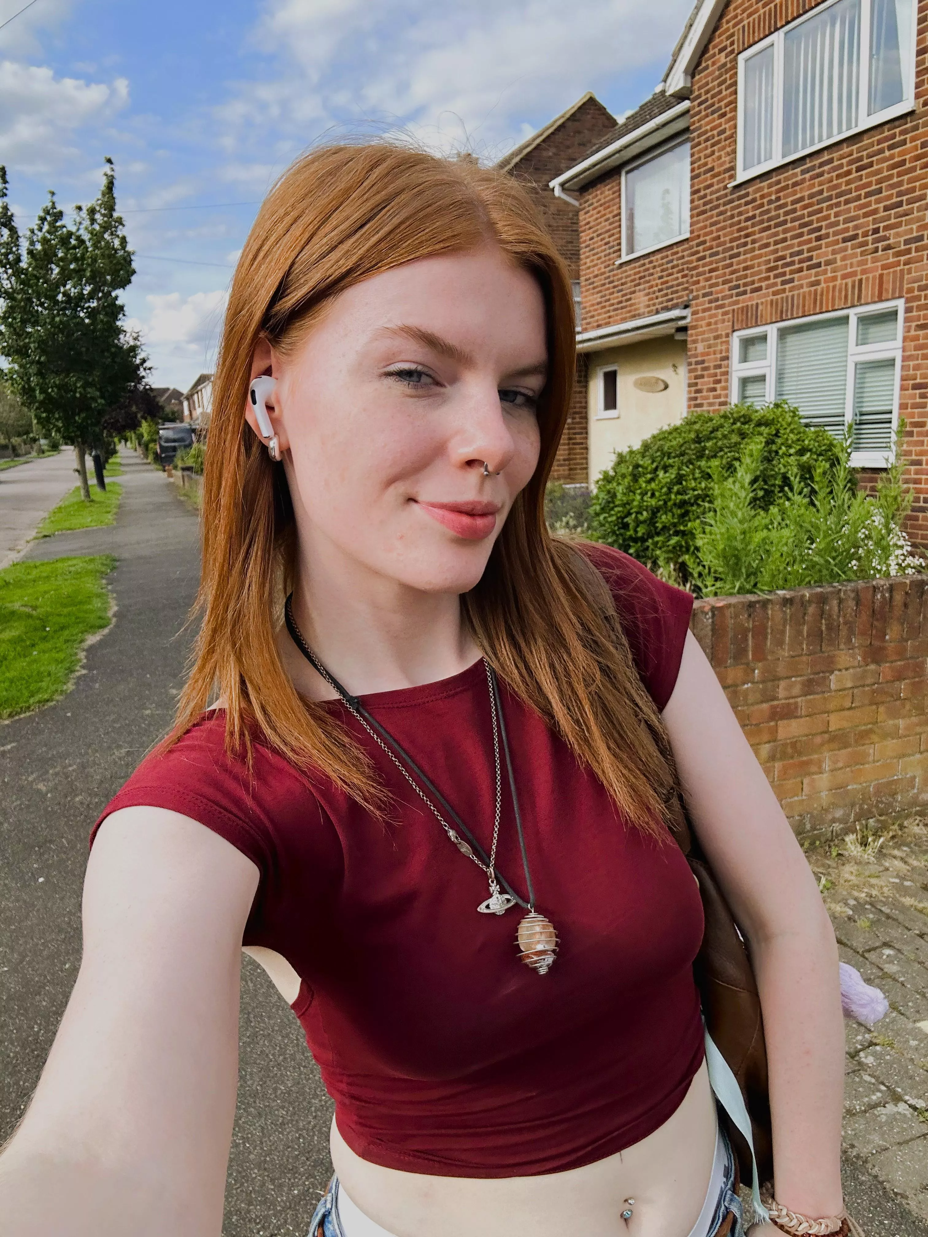 Decided to wear this red crop top today 