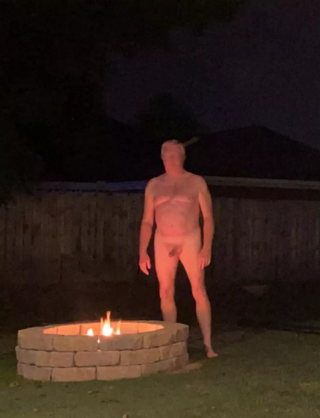 Enjoying an evening fire