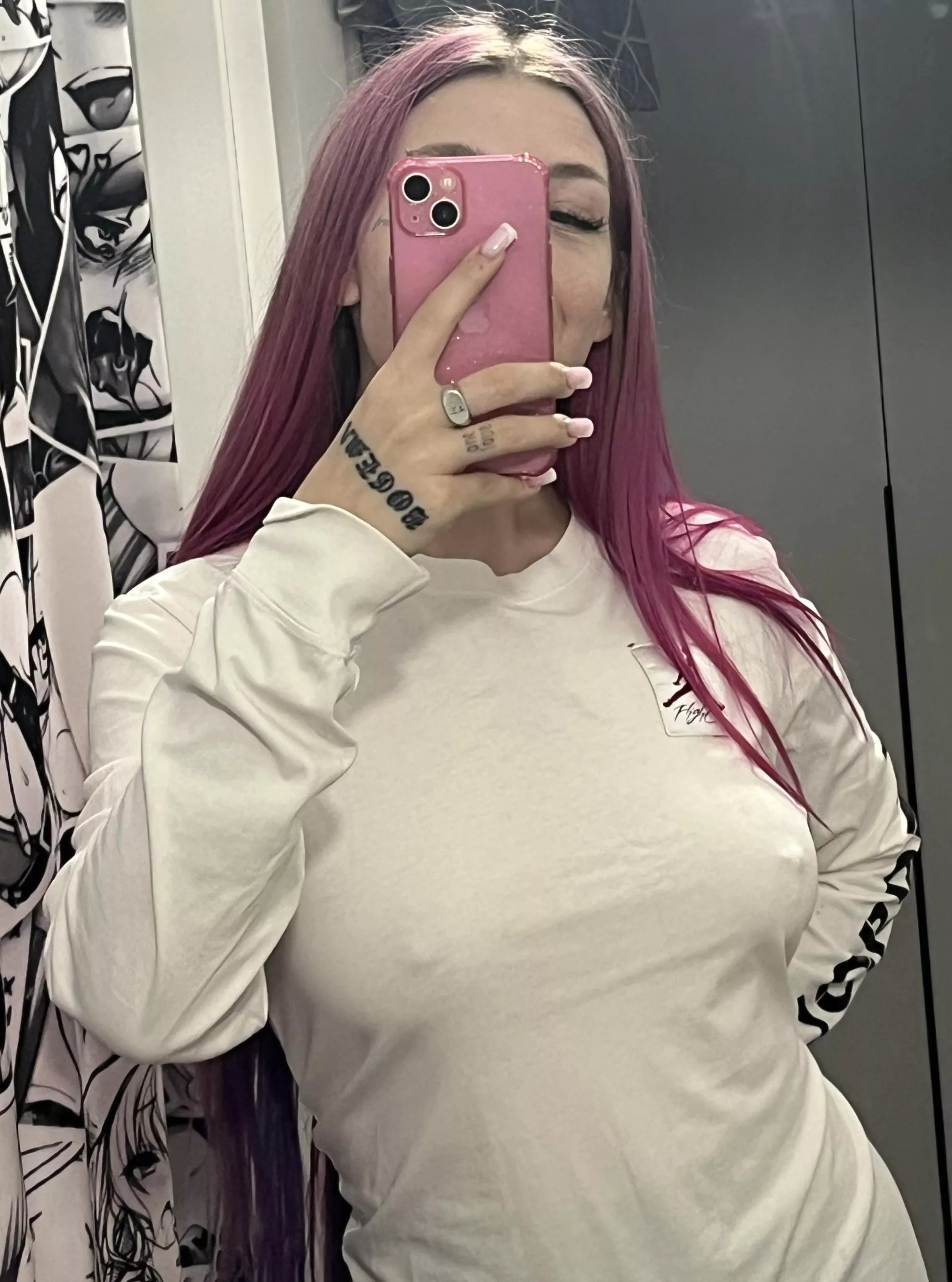 I took a selfie before I went out, so everyone would be looking at my nipples