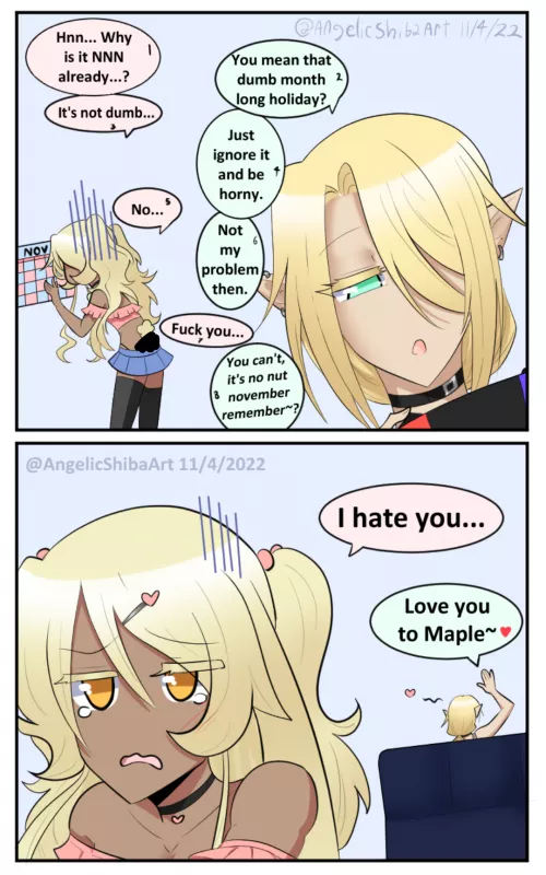 Ive been to tired to draw anything... So have NNN Maple comic from 2022
