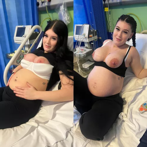 2 months vs 7 months pregnant at the hospital 