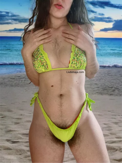 Bikini is showing too much maybe 