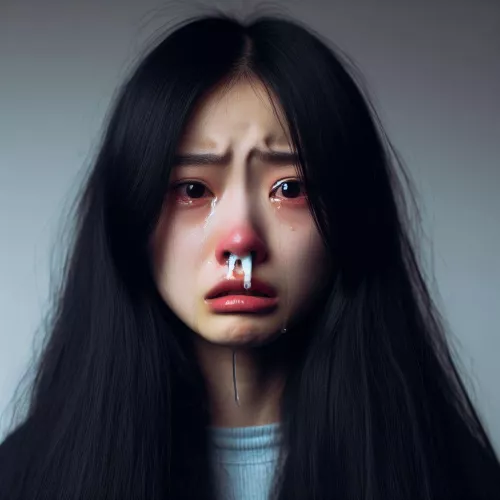 Crying girl with mucuses (AI photo)