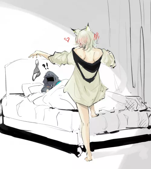 Doctor being confused that Kal'tsit is acting weird (She is on Catnip)