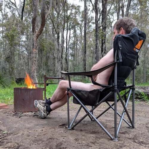 Keeping warm by the fire. Southwest WA