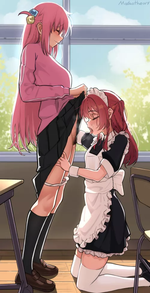 Kita On Her Knees Licking Bocchi's Pussy In Class (Bocchi The Rock)